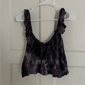 American Eagle Outfitters Ruffled Black Tank Top